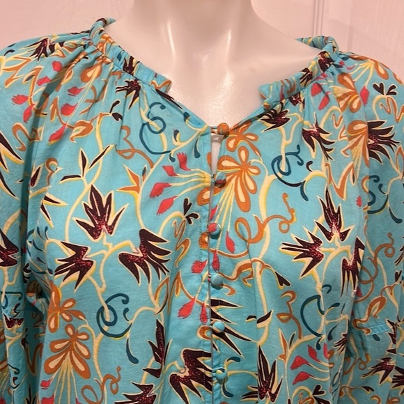 A.L.C Capri top grotto multi aqua floral blouse size 6 - Picture 5 of 10